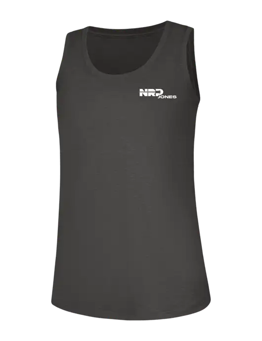 Womens Dark Grey Heather Perfect Tri Racerback Tank w/NRP Jones Logo