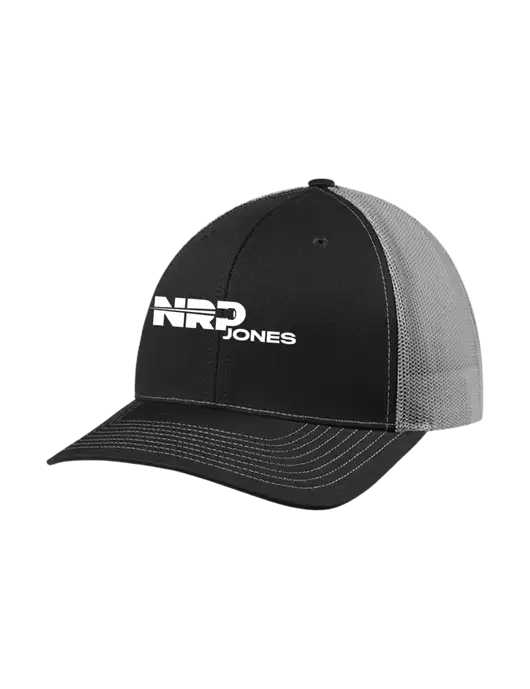 Richardson Adjustable Snapback Original 112 Trucker Cap Black w/Charcoal Mesh w/NRP Jones Logo