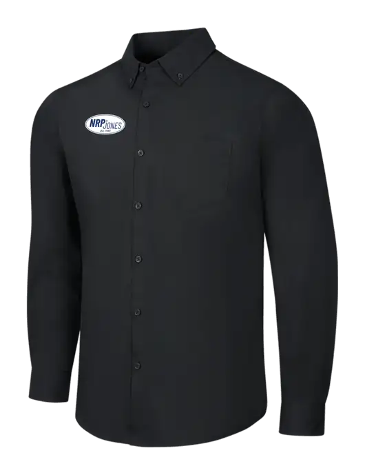 Black Long Sleeve Carefree Poplin Shirt w/NRP Jones Retro Logo
