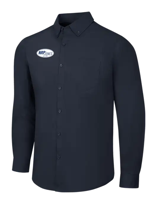 Navy Long Sleeve Carefree Poplin Shirt w/NRP Jones Retro Logo
