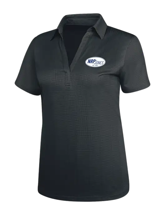 Dark Grey Womens Performance Fine Jacquard Polo w/NRP Jones Retro Logo
