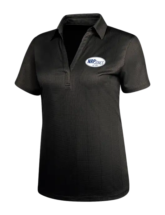 Black Womens Performance Fine Jacquard Polo w/NRP Jones Retro Logo