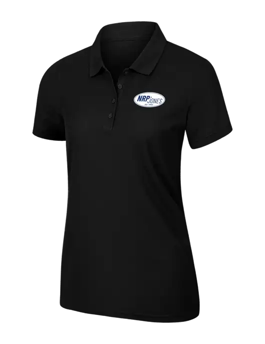 Womens Black Core Classic Pique Polo w/NRP Jones Retro Logo