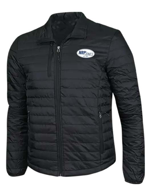 Deep Black Puffy Packable Jacket w/NRP Jones Retro Logo