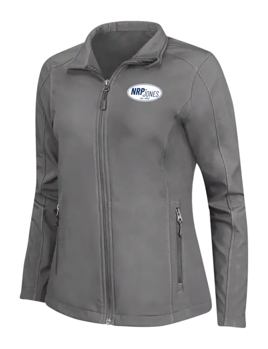 Medium Grey Womens Core Soft Shell Jacket w/NRP Jones Retro Logo