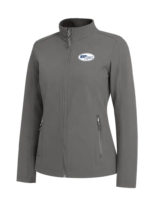 Medium Grey Womens Core Soft Shell Jacket w/NRP Jones Retro Logo