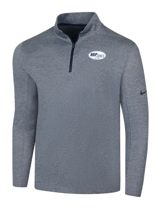 NIKE Navy Heather Dry 1/2 Zip Cover-Up w/NRP Jones Retro Logo