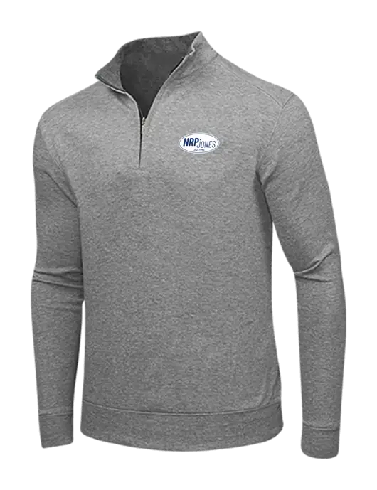Medium Heather Grey/Charcoal Heather Interlock 1/4 Zip w/NRP Jones Retro Logo
