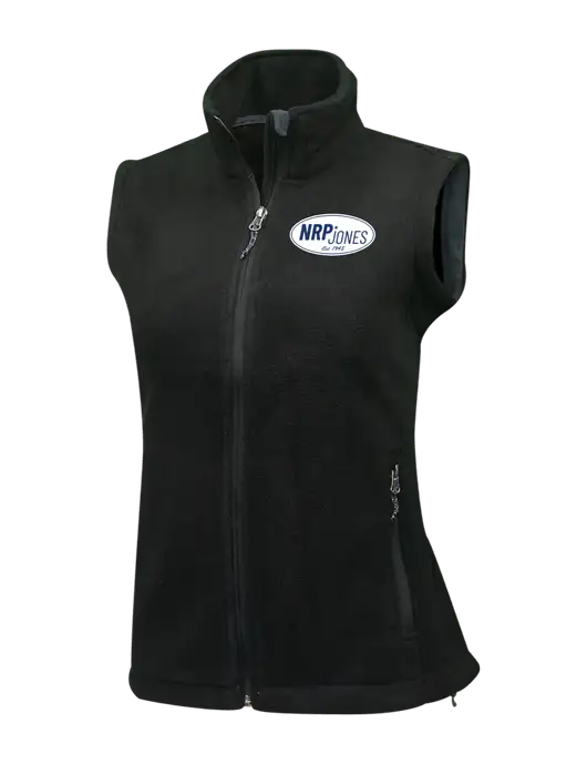 Womens Black Fleece Vest w/NRP Jones Retro Logo