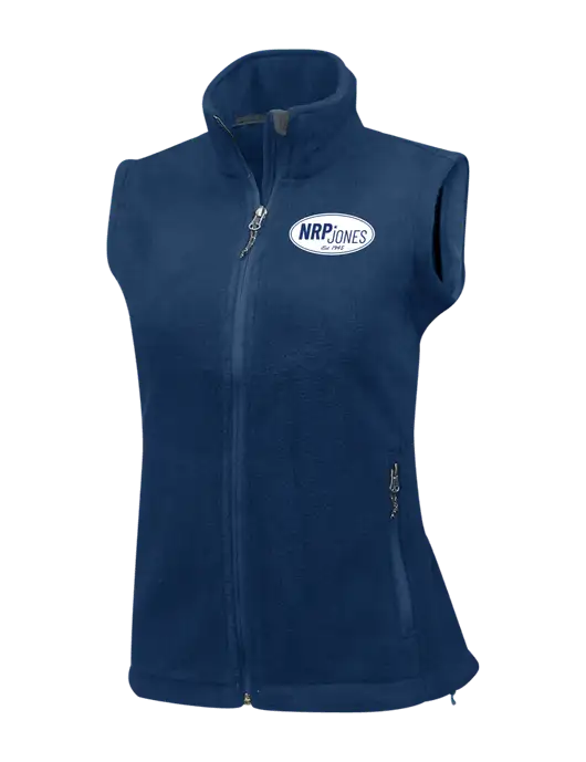 Navy Womens Fleece Vest w/NRP Jones Retro Logo