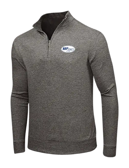 Charcoal Heather/Medium Heather Grey Interlock 1/4 Zip w/NRP Jones Retro Logo
