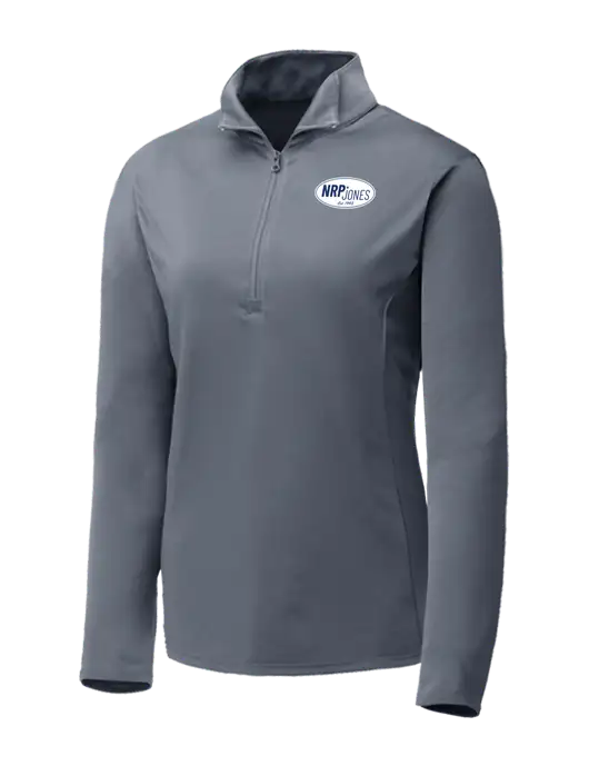 Medium Grey Womens Posicharge Competitor ¼ Zip Pullover w/NRP Jones Retro Logo
