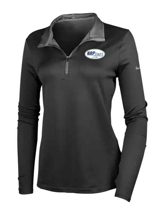 NIKE Black/Dark Grey Womens Dry-Fit Stretch 1/2 Zip Cover-Up w/NRP Jones Retro Logo