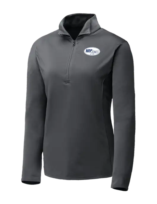 Dark Grey Womens Posicharge Competitor ¼ Zip Pullover w/NRP Jones Retro Logo
