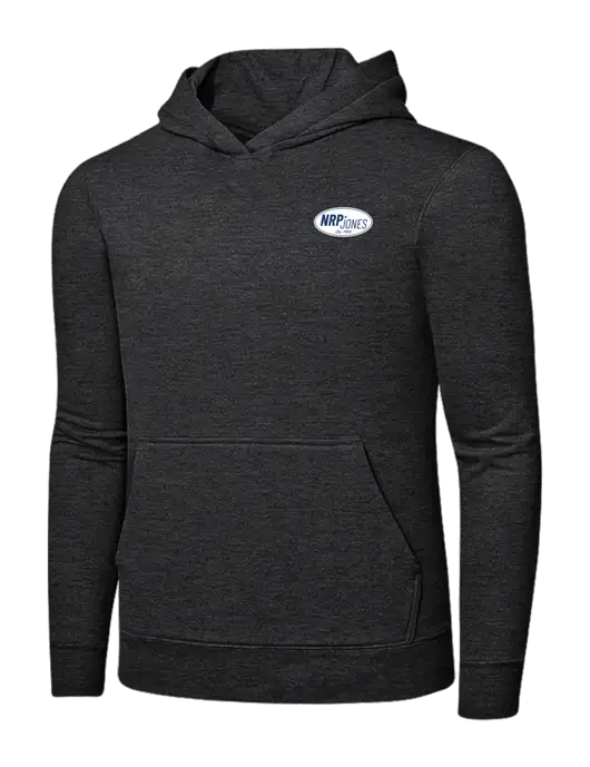 Dark Heather Grey 7.8 oz Ring Spun Hooded Sweatshirt w/NRP Jones Retro Logo