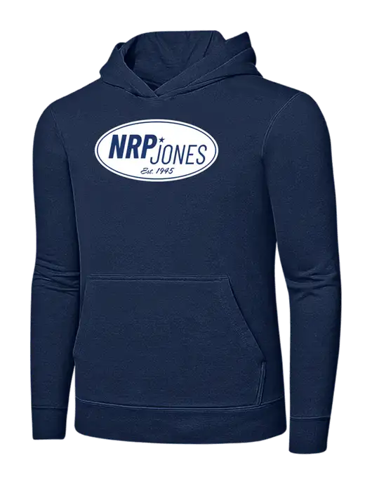 Navy 7.8 oz Ring Spun Hooded Sweatshirt w/NRP Jones Retro Logo