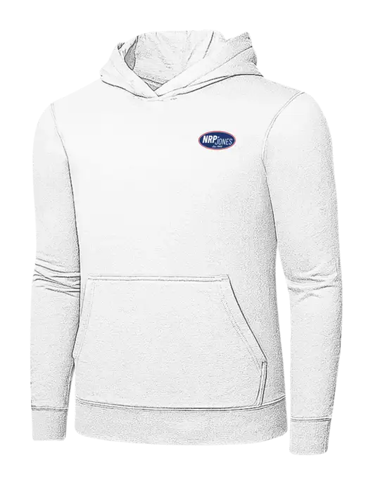 White 7.8 oz Ring Spun Hooded Sweatshirt w/NRP Jones Retro Logo