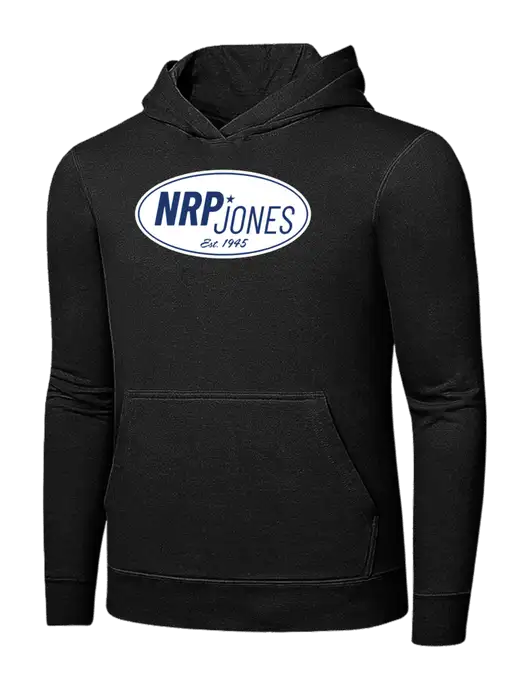 Jet Black 7.8 oz Ring Spun Hooded Sweatshirt w/NRP Jones Retro Logo