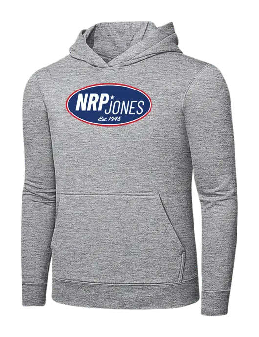 Light Grey Heather 7.8 oz Ring Spun Hooded Sweatshirt w/NRP Jones Retro Logo