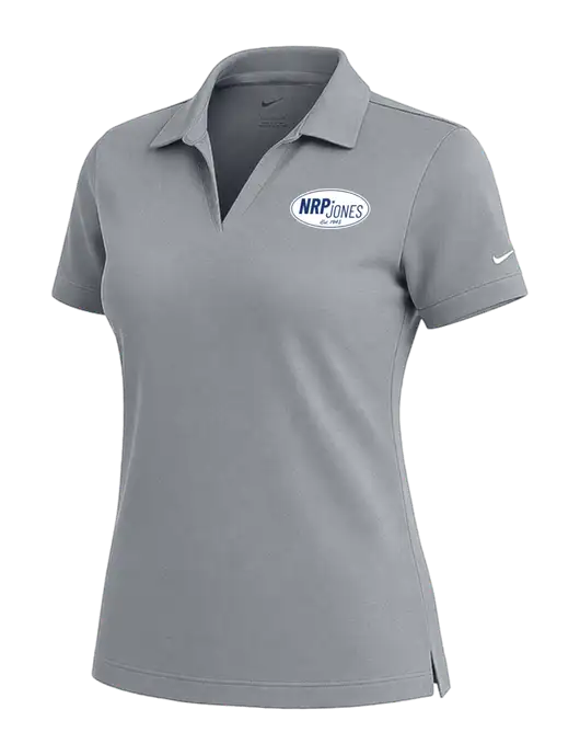 NIKE Medium Grey Womens Dri-Fit Micro Pique Polo w/NRP Jones Retro Logo