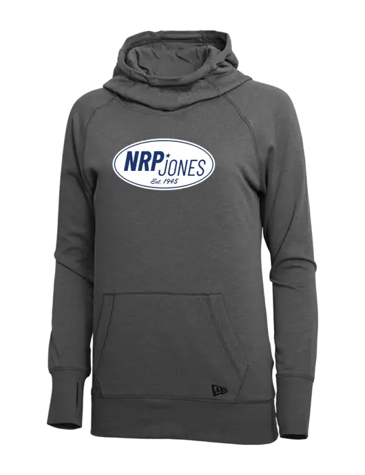 New Era Black Heather Womens Tri-Blend Fleece Pullover Hoodie w/NRP Jones Retro Logo