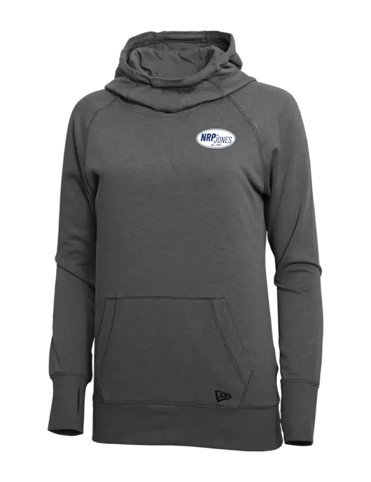 New Era Black Heather Womens Tri-Blend Fleece Pullover Hoodie w/NRP Jones Retro Logo
