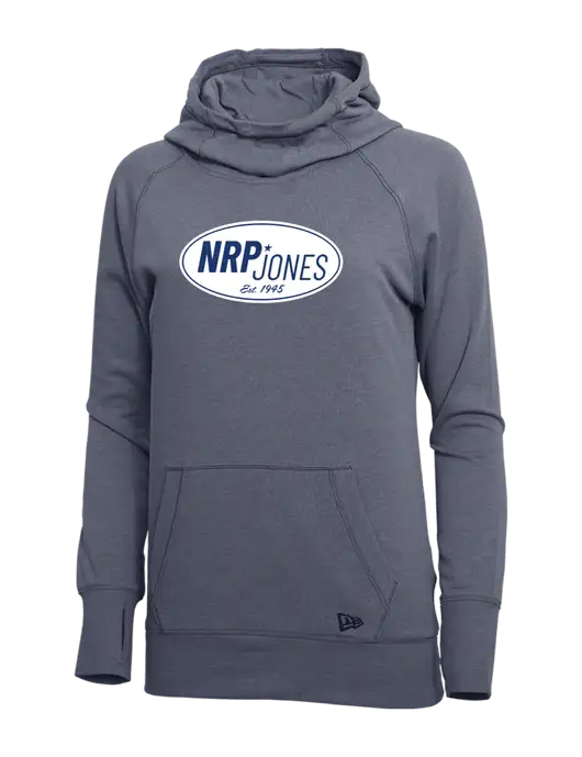 New Era True Navy Heather Womens Tri-Blend Fleece Pullover Hoodie w/NRP Jones Retro Logo