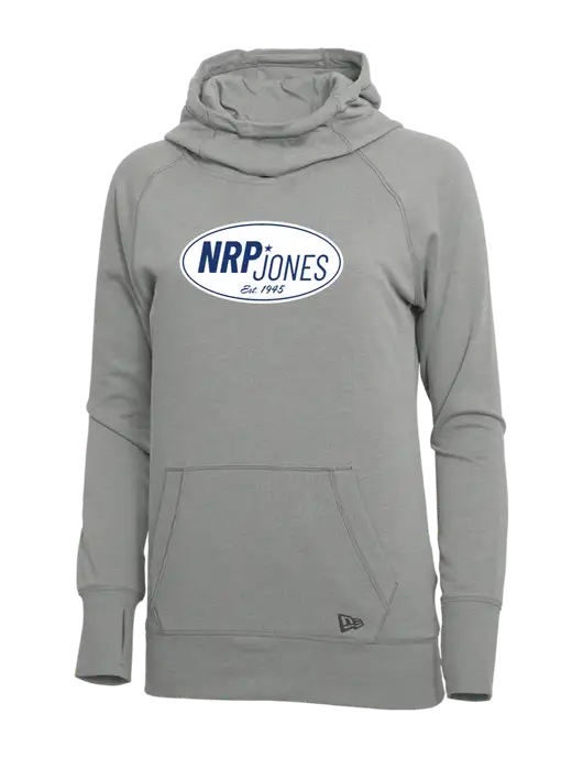 New Era Shadow Grey Heather Womens Tri-Blend Fleece Pullover Hoodie w/NRP Jones Retro Logo