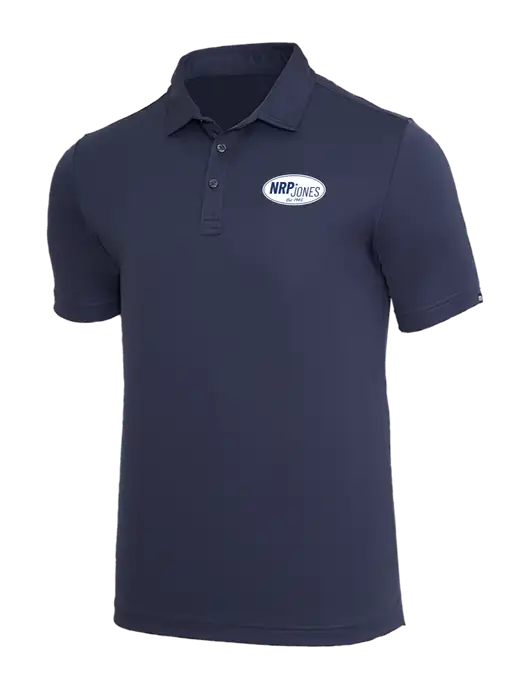 TravisMathew Navy Coto Performance Polo w/NRP Jones Retro Logo