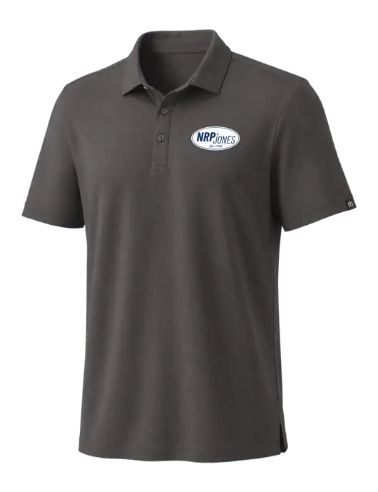 TravisMathew Med Dark Grey Coto Performance Polo w/NRP Jones Retro Logo