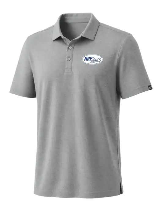 TravisMathew Medium Grey Heather Coto Performance Polo w/NRP Jones Retro Logo