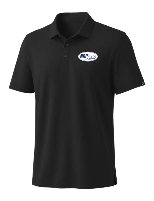 TravisMathew Black Coto Performance Polo w/NRP Jones Retro Logo