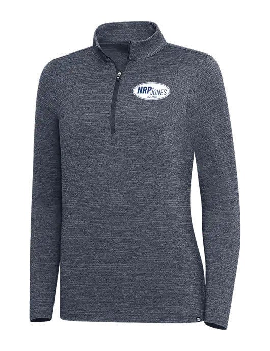 TravisMathew Navy Heather Womens Crestview 1/4 Zip w/NRP Jones Retro Logo