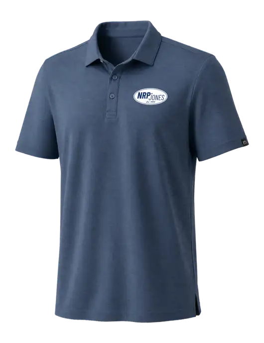 TravisMathew Dark Slate Blue Coto Performance Polo w/NRP Jones Retro Logo