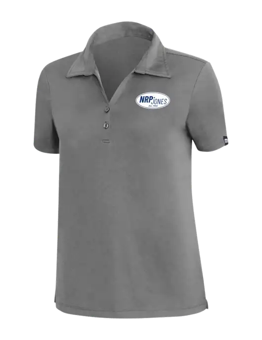 TravisMathew Med Dark Grey Womens Coto Performance Polo w/NRP Jones Retro Logo