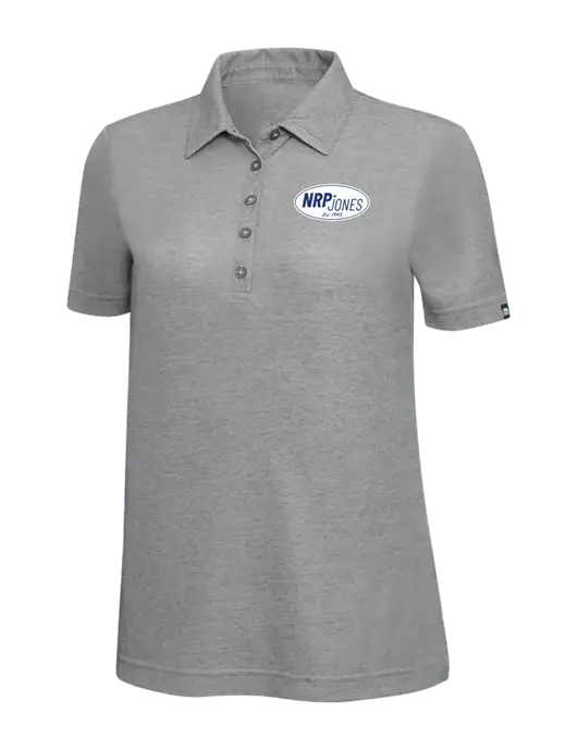 TravisMathew Grey Heather Womens Oceanside Polo w/NRP Jones Retro Logo
