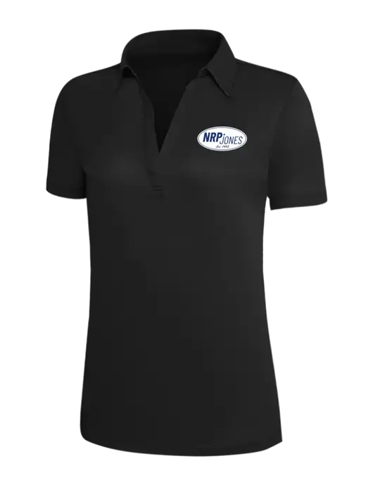 Black Silk Touch Womens Performance Polo w/NRP Jones Retro Logo