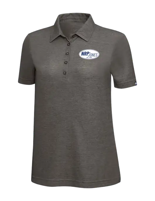 TravisMathew Black Heather Womens Oceanside Polo w/NRP Jones Retro Logo