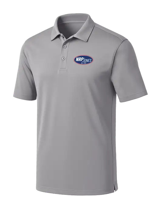 Light Grey Silk Touch Performance Polo w/NRP Jones Retro Logo