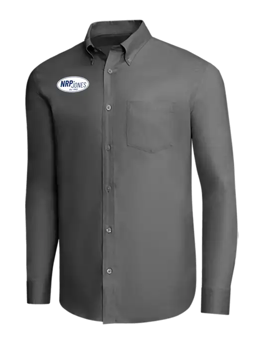 Brooks Brothers Dark Grey Wrinkle-Free Stretch Pinpoint Shirt w/NRP Jones Retro Logo