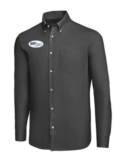 Brooks Brothers Dark Grey Wrinkle-Free Stretch Nailhead Shirt w/NRP Jones Retro Logo