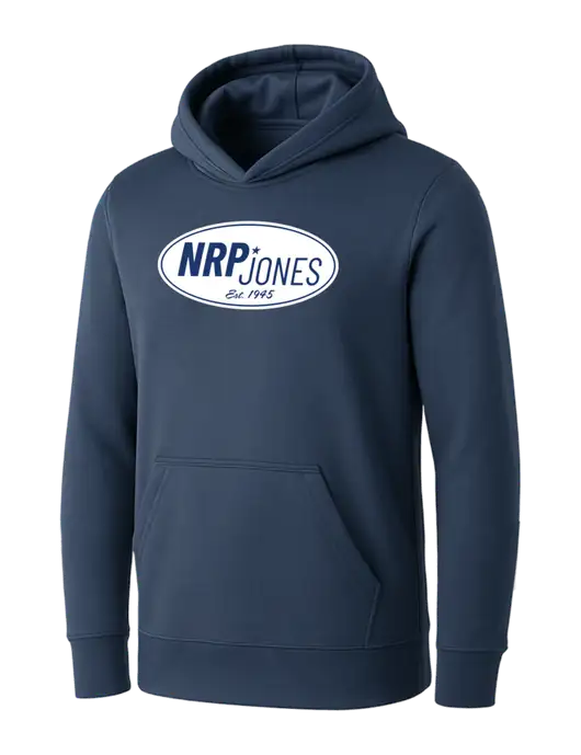 Womens Navy Core Fleece Pullover Hooded Sweatshirt w/NRP Jones Retro Logo