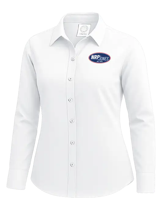 Brooks Brothers Womens White Wrinkle-Free Stretch Nailhead Shirt w/NRP Jones Retro Logo