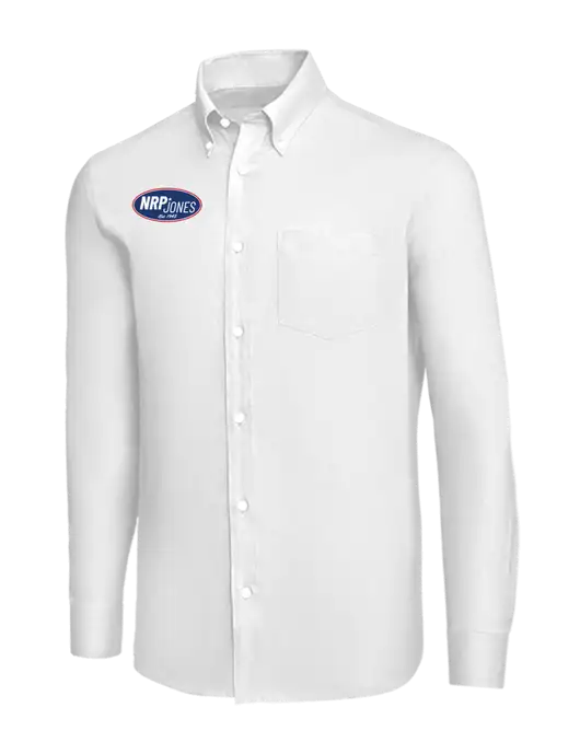 Brooks Brothers White Wrinkle-Free Stretch Nailhead Shirt w/NRP Jones Retro Logo