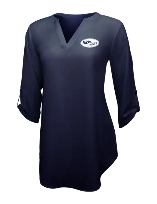 Navy Womens 3/4 Sleeve Tunic Blouse w/NRP Jones Retro Logo