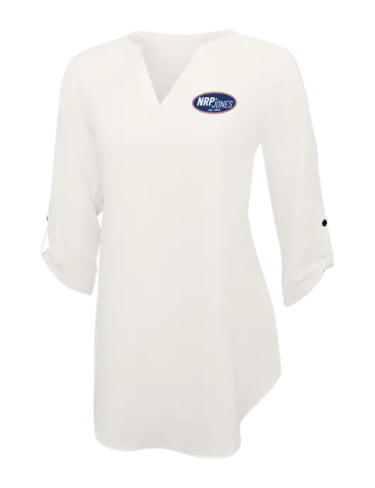 Ivory Womens 3/4 Sleeve Tunic Blouse w/NRP Jones Retro Logo