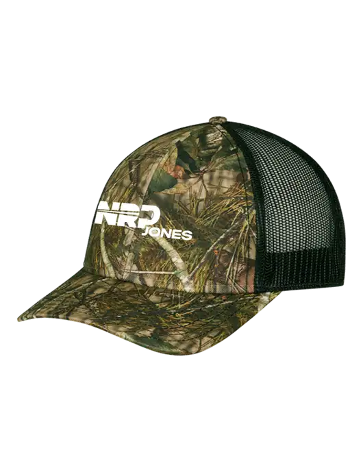 Mossy Oak Break Up Country/Black Mesh Trucker Cap w/Snap Back  w/NRP Jones Logo